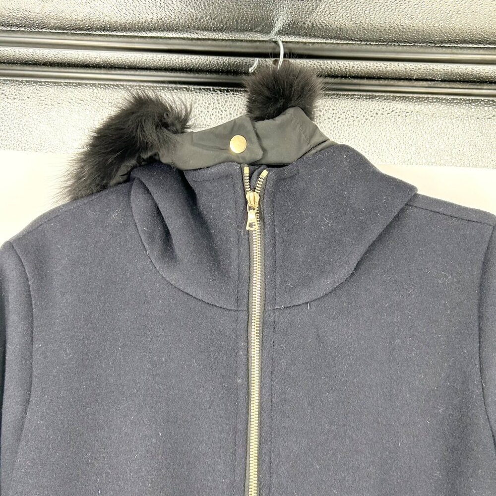 Sandro Brina Mixed Media Wool Blend Coat with Fox Fur Trim - Picture 3 of 10